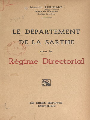 cover image of Le département de la Sarthe sous le régime directorial